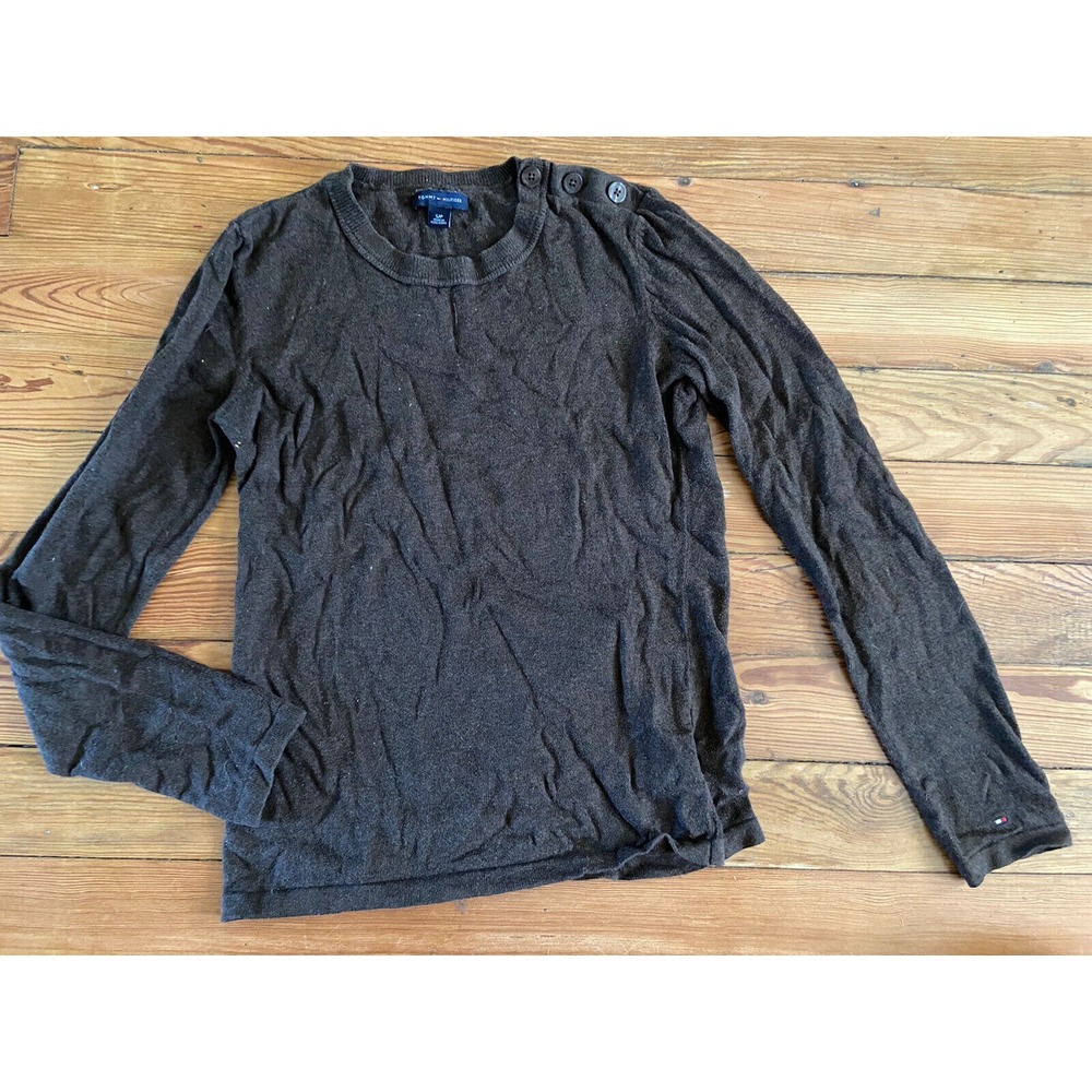 tommy hilfiger womens sweater Size Small Brown Shoulder‎ Button